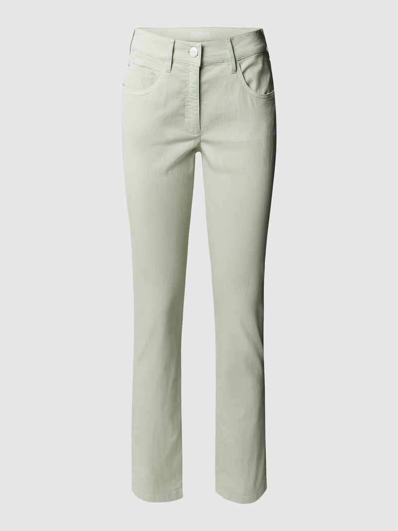 Hose mit Label-Details Modell 'CARLA' in khaki
