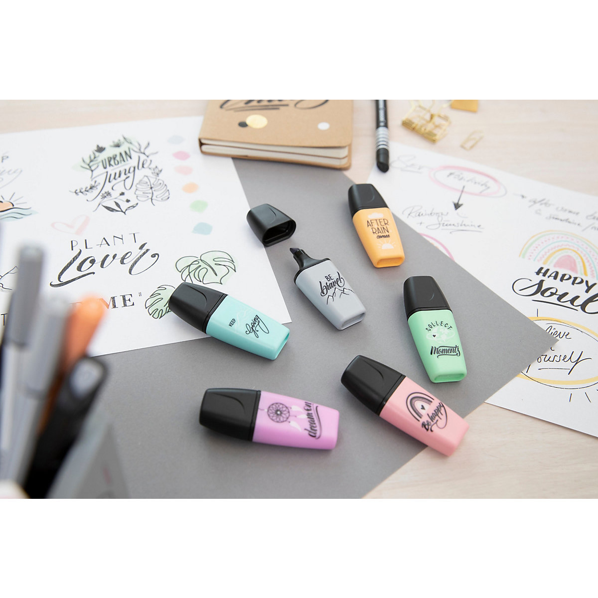 Textmarker BOSS MINI Pastellove 2.0, 6 Farben (rouge, türkis, minzgrün, seidengrau, fuchsie, orange)