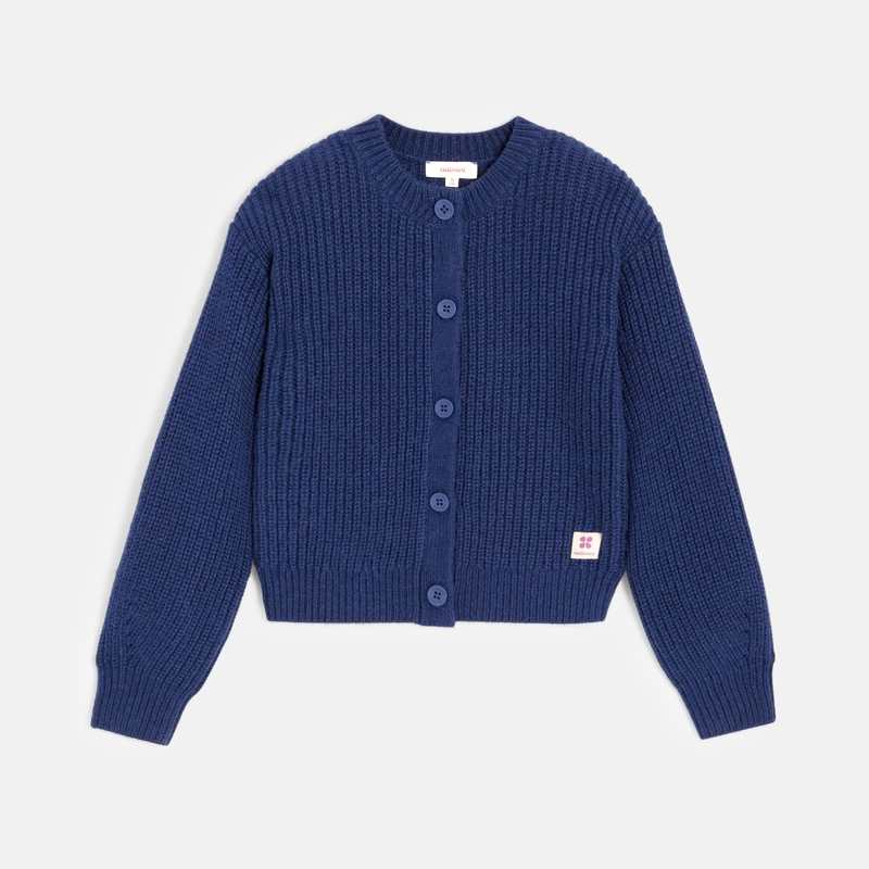 Gilet fille maille tricot bleu nuit Catimini