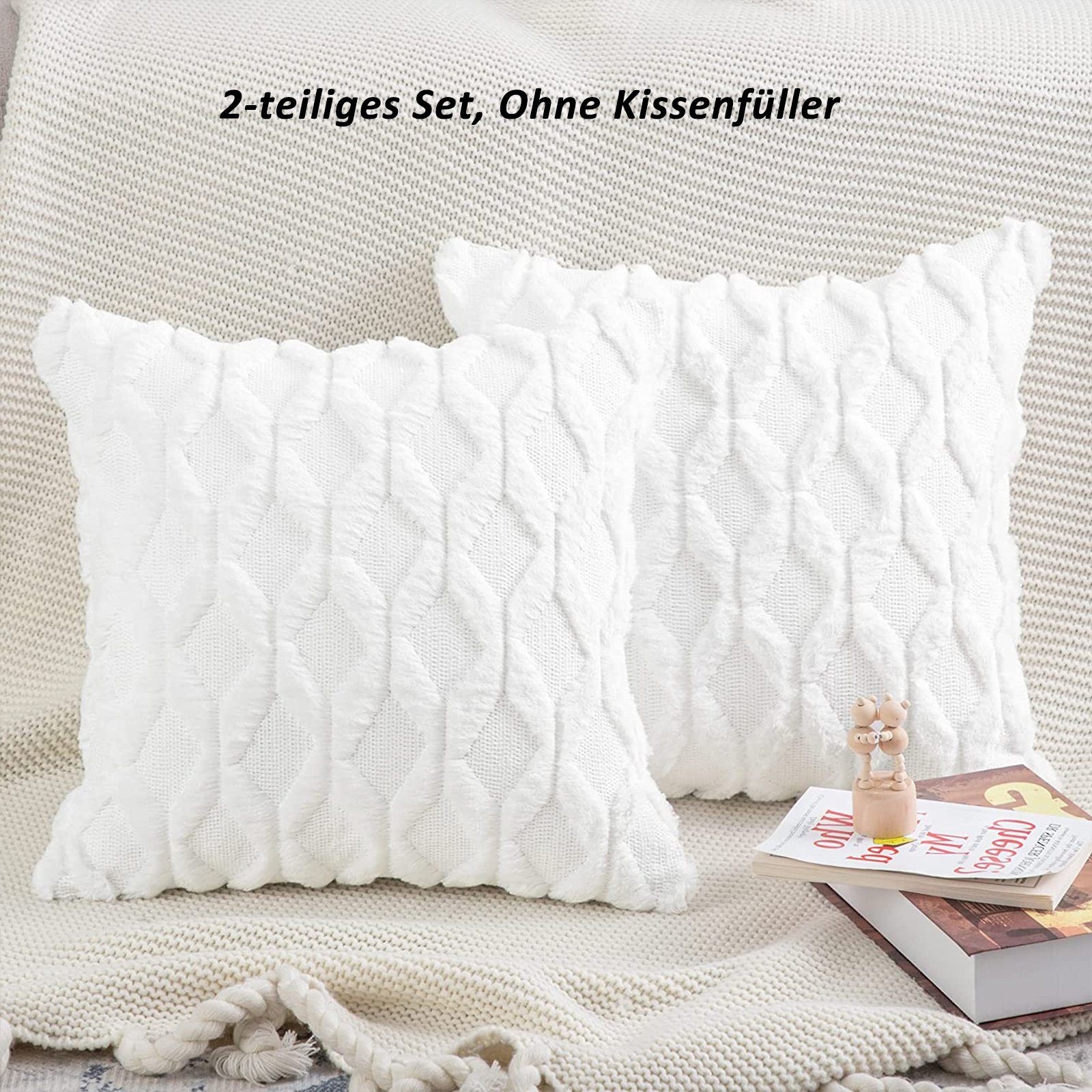 Kissenbezüge Kissenbezüge Plüsch Raute Kissenbezug Dekorative Zierkissenbezüge, CALIYO (2 Stück), Kopfkissenbezug für Sofa/Wohnzimmer/Schlafzimme