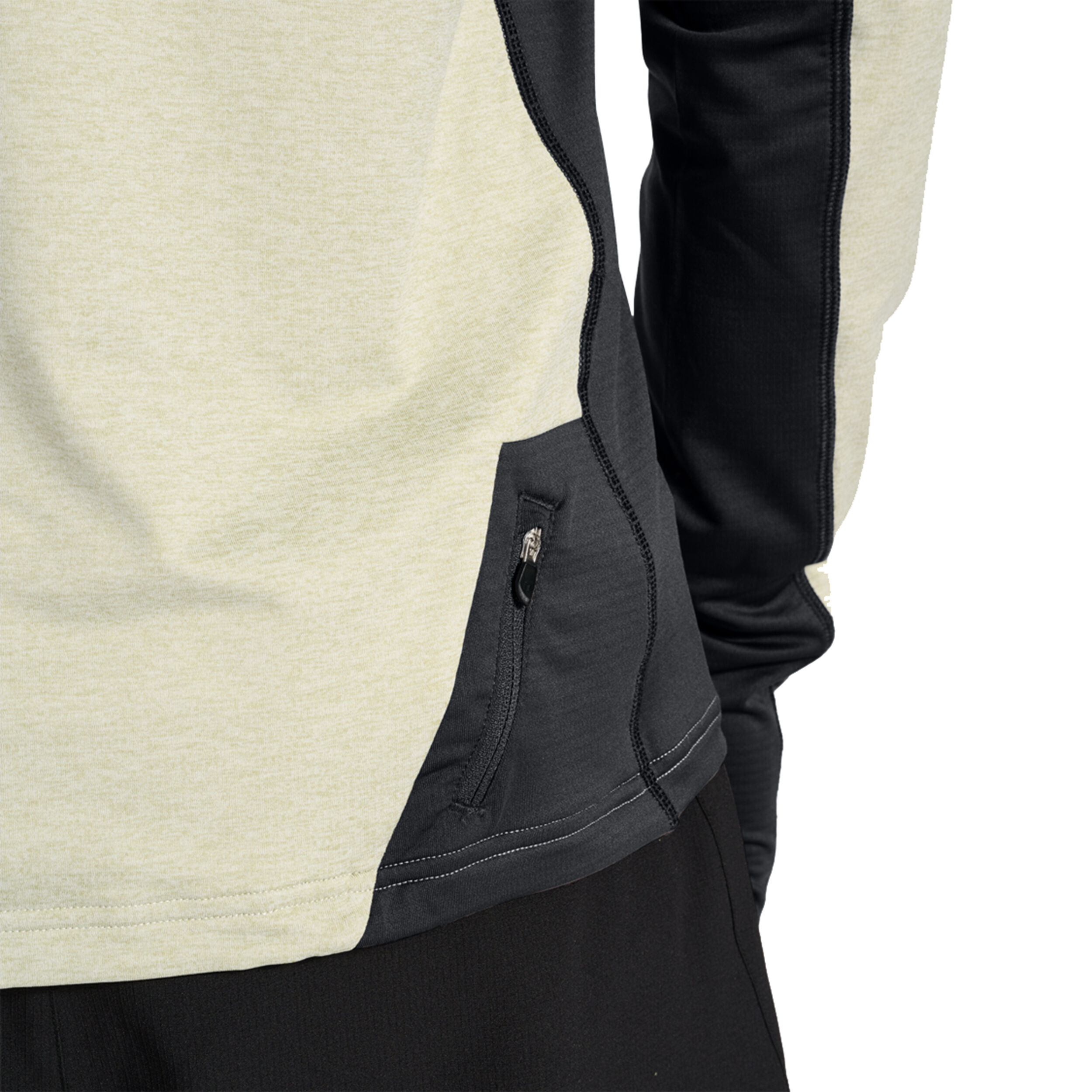 Mesa Half-Zip Lauftop Herren - Beige, Schwarz
