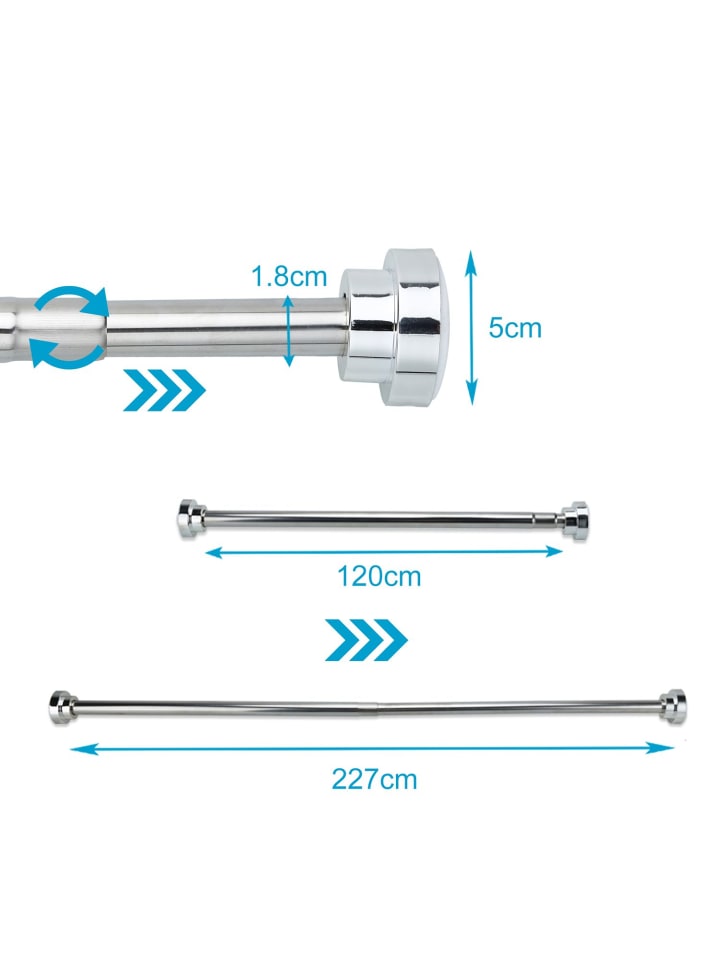 Intirilife Teleskopstange Duschstange Gardinenstange 120-220cm in 120 - 227 cm in SILBER günstig kaufen 220 cm