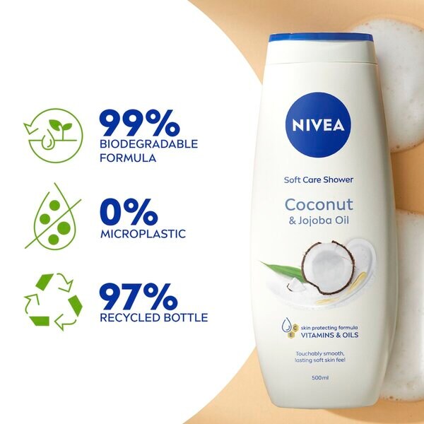 NIVEA Soft Care kókusz- és jojobaolajos tusfürdő 500 ml - Normál huid