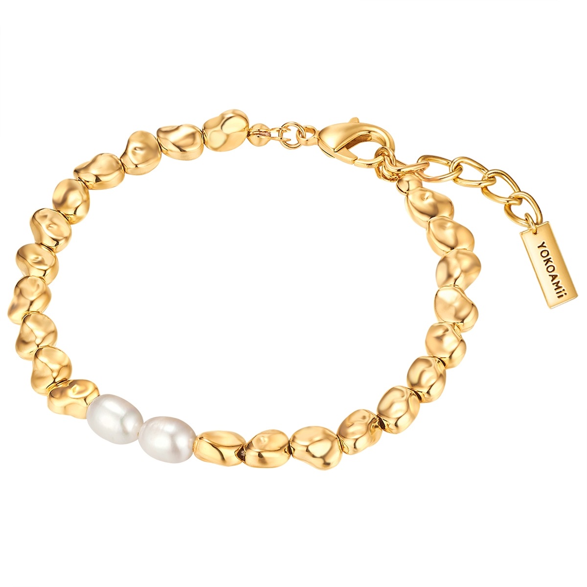 Armband Metall Muschelkernperle in Gelbgold