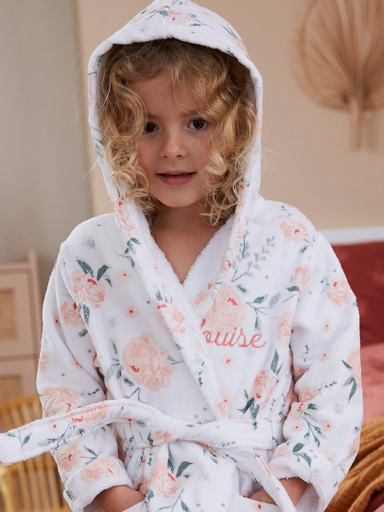 Peignoir enfant personnalisable EAU DE ROSE rose