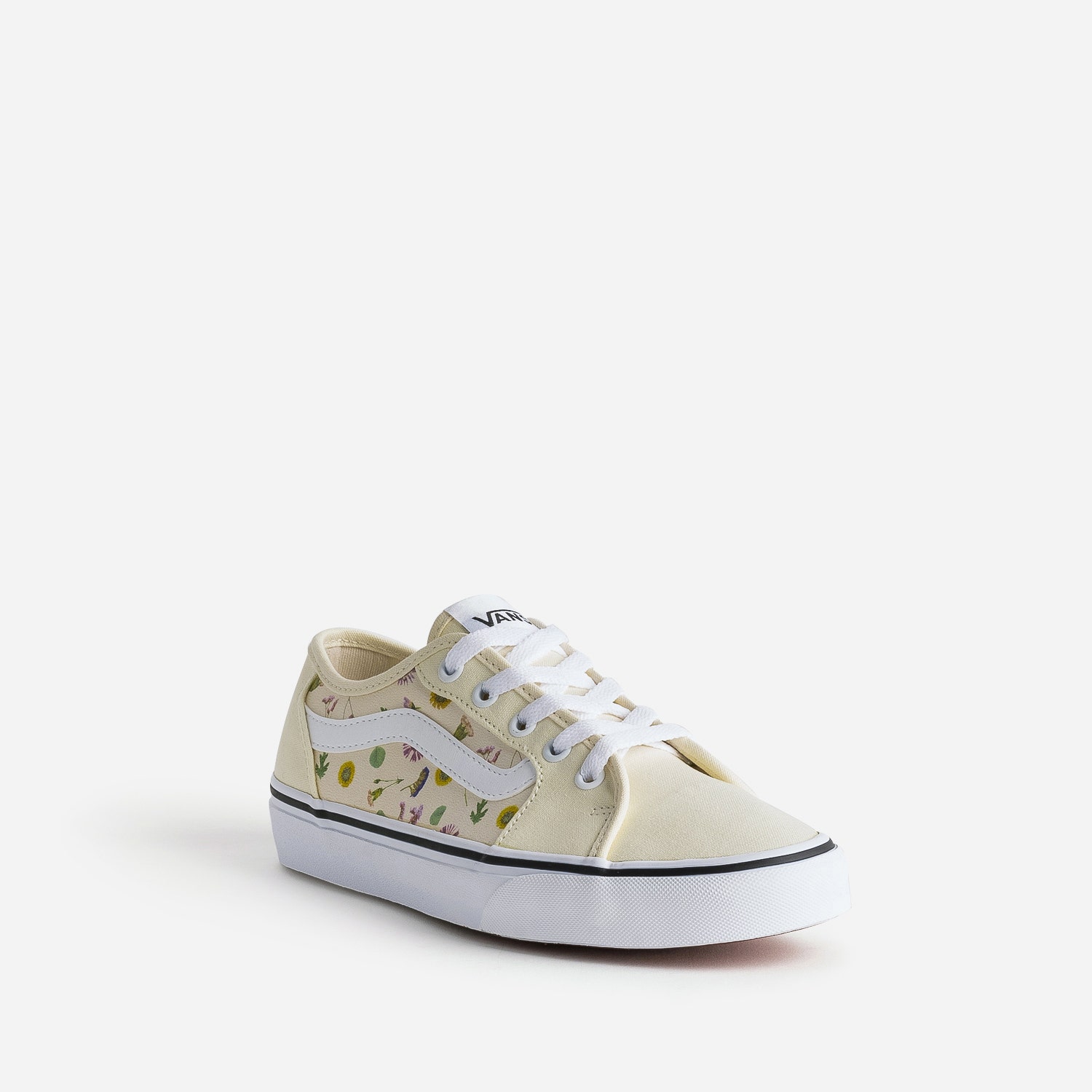Tennis VANS jaune pâle en toile à empiècements fleuris