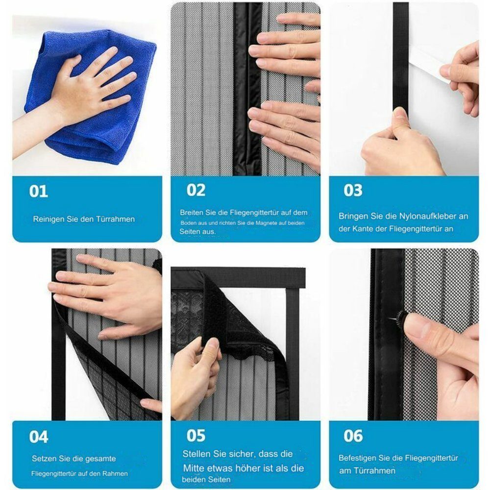 jalleria Insektenschutz-Fensterrahmen Magnetischer Moskitonetz-Türvorhang 90 x 210 cm, (1-St)