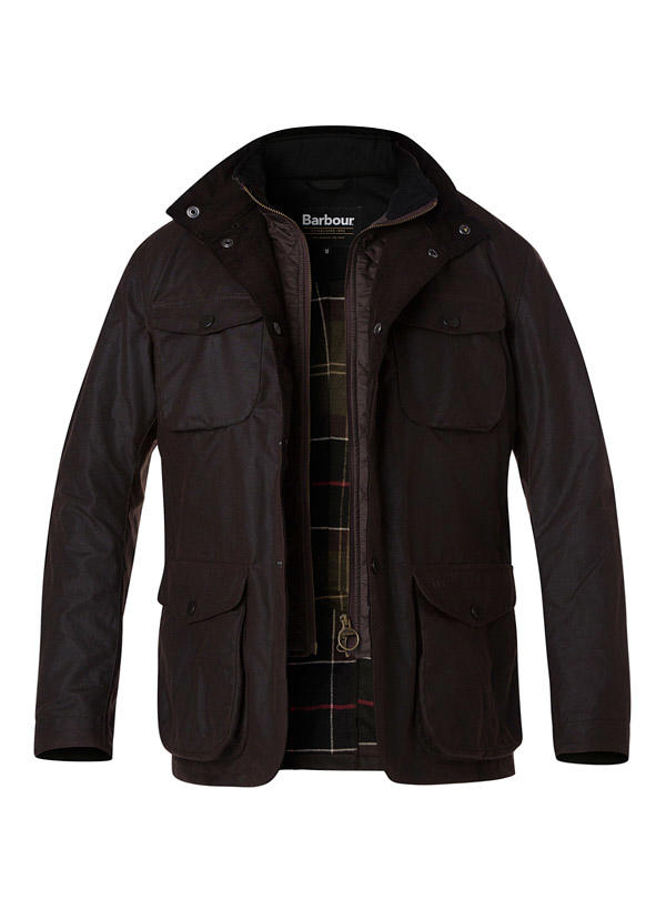 Barbour, Fieldjacket Ogston, Baumwolle gewachst, dunkelbraun