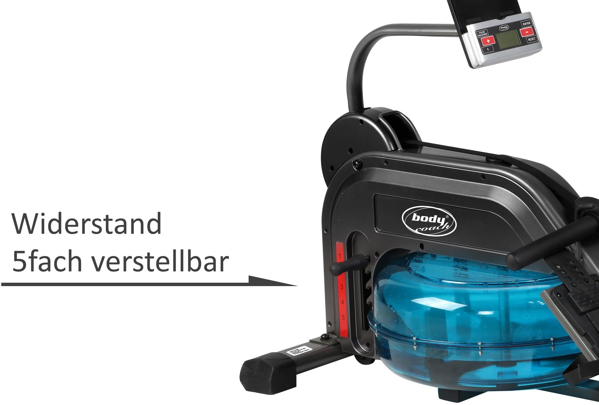 body coach Ruderzugmaschine ROWER DELUXE Wasserwiderstand & 5fach verstellbarer Zugwiderstand