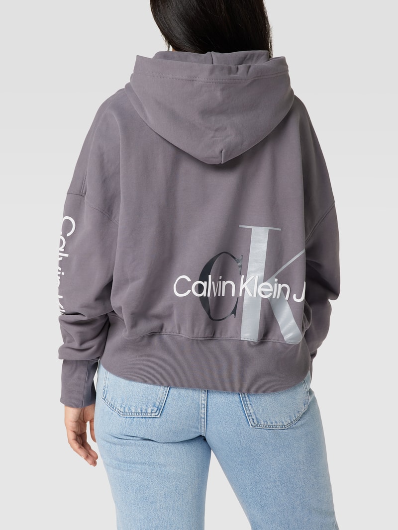 PLUS SIZE Hoodie mit Logo in mittelgrau
