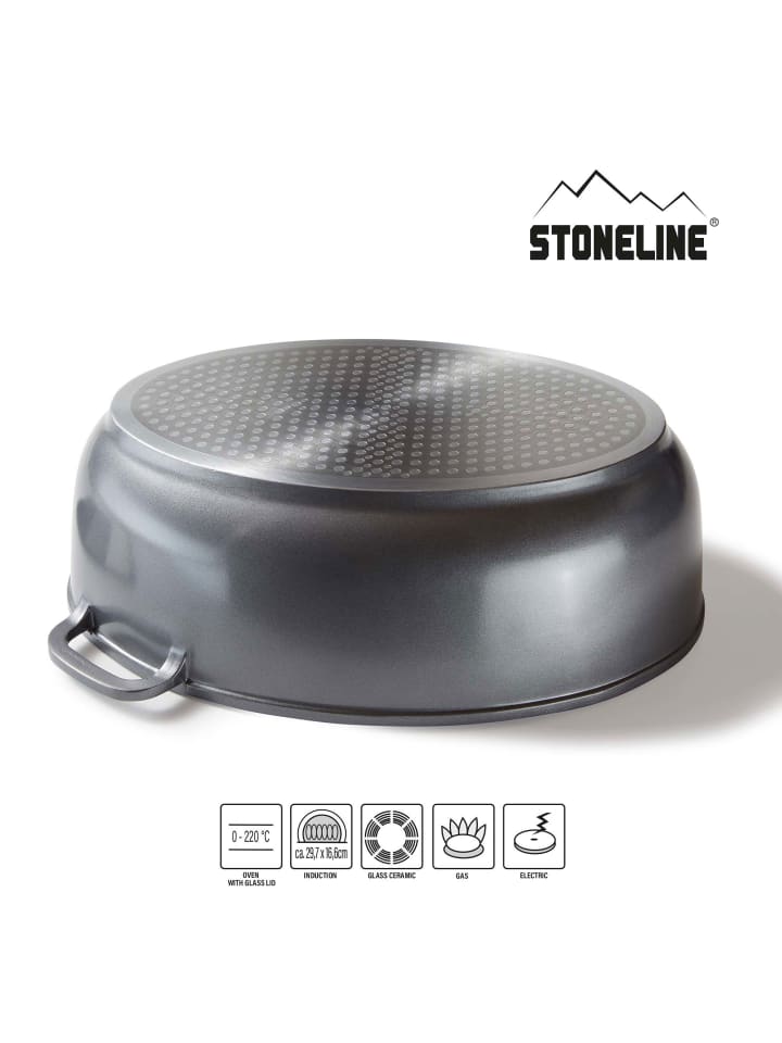 Stoneline Bräter Schmortopf Oval 39x26 cm | mit Deckel in Grau günstig kaufen onesize