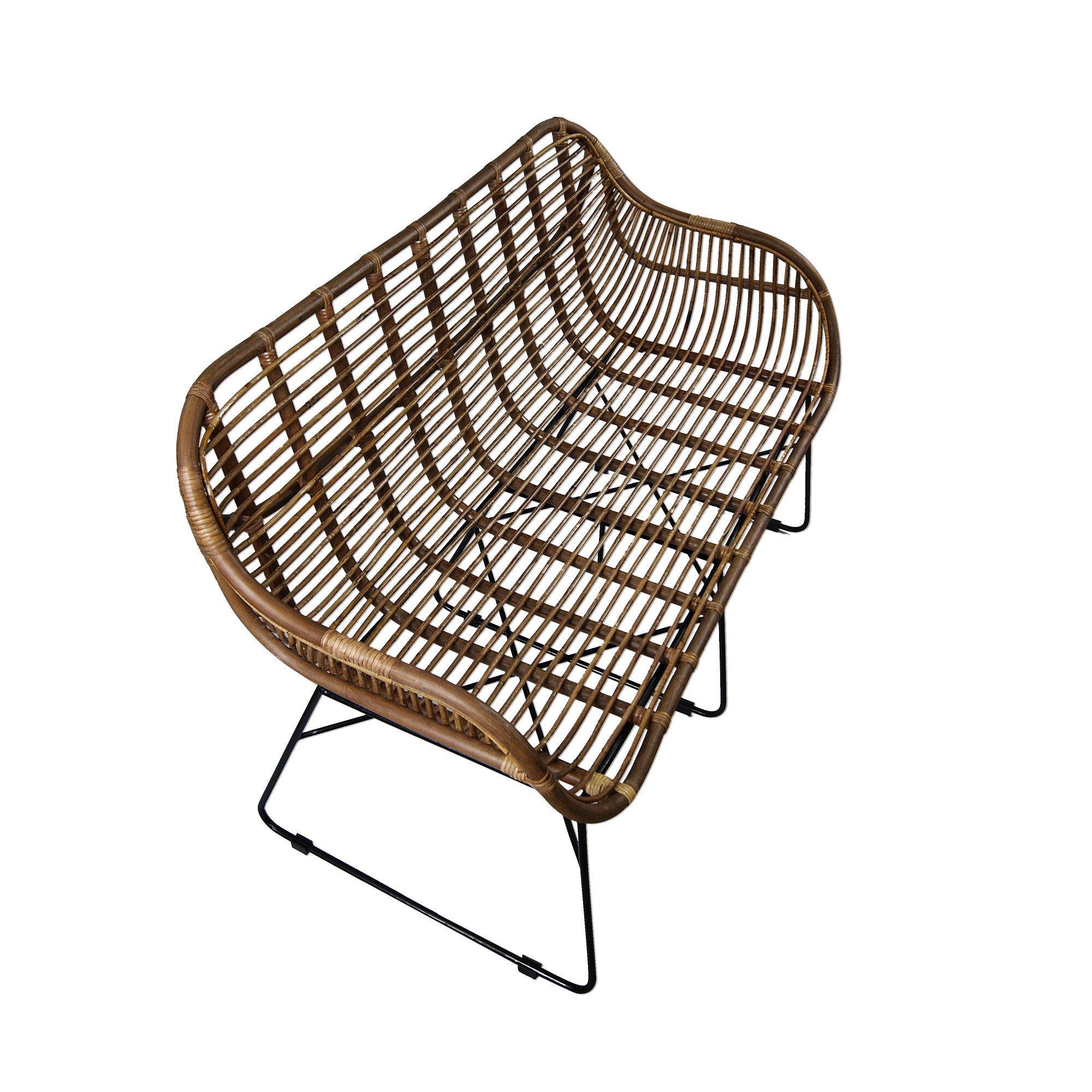 animal-design Rattanstuhl, Rattansofa VENUS Korb-Sofa - braun - Retro 50er Lounge Loft Esszimmer Garten Küche Bistro Balkon Terrasse mit Armlehne