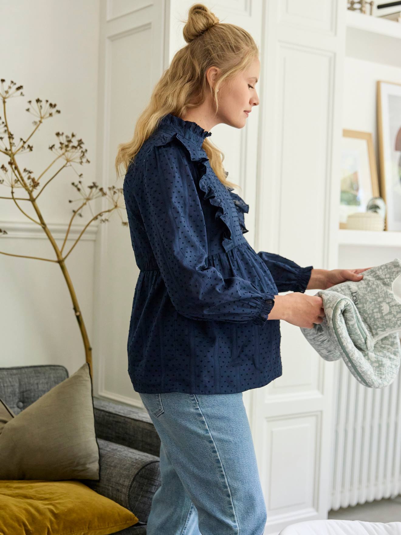 Vertbaudet Umstandsbluse mit Volants - marine