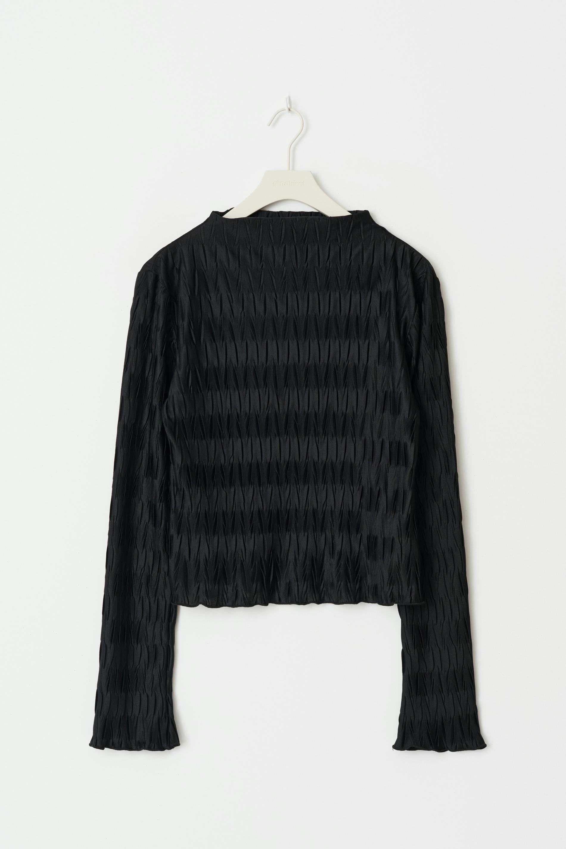 Pleated funnel neck top