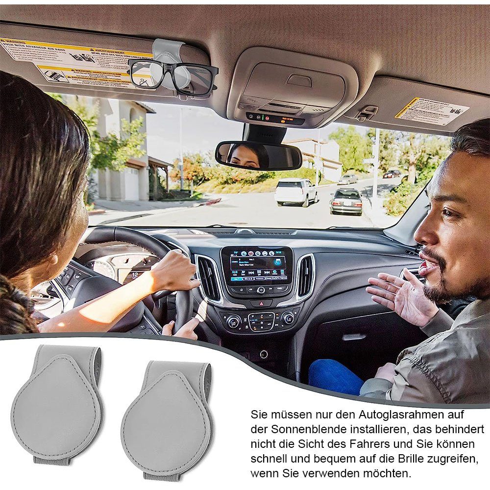 TUABUR Gläserhalter Auto-Brillen, Auto-Leder, 2er-Pack Sonnenblenden, Geschenke