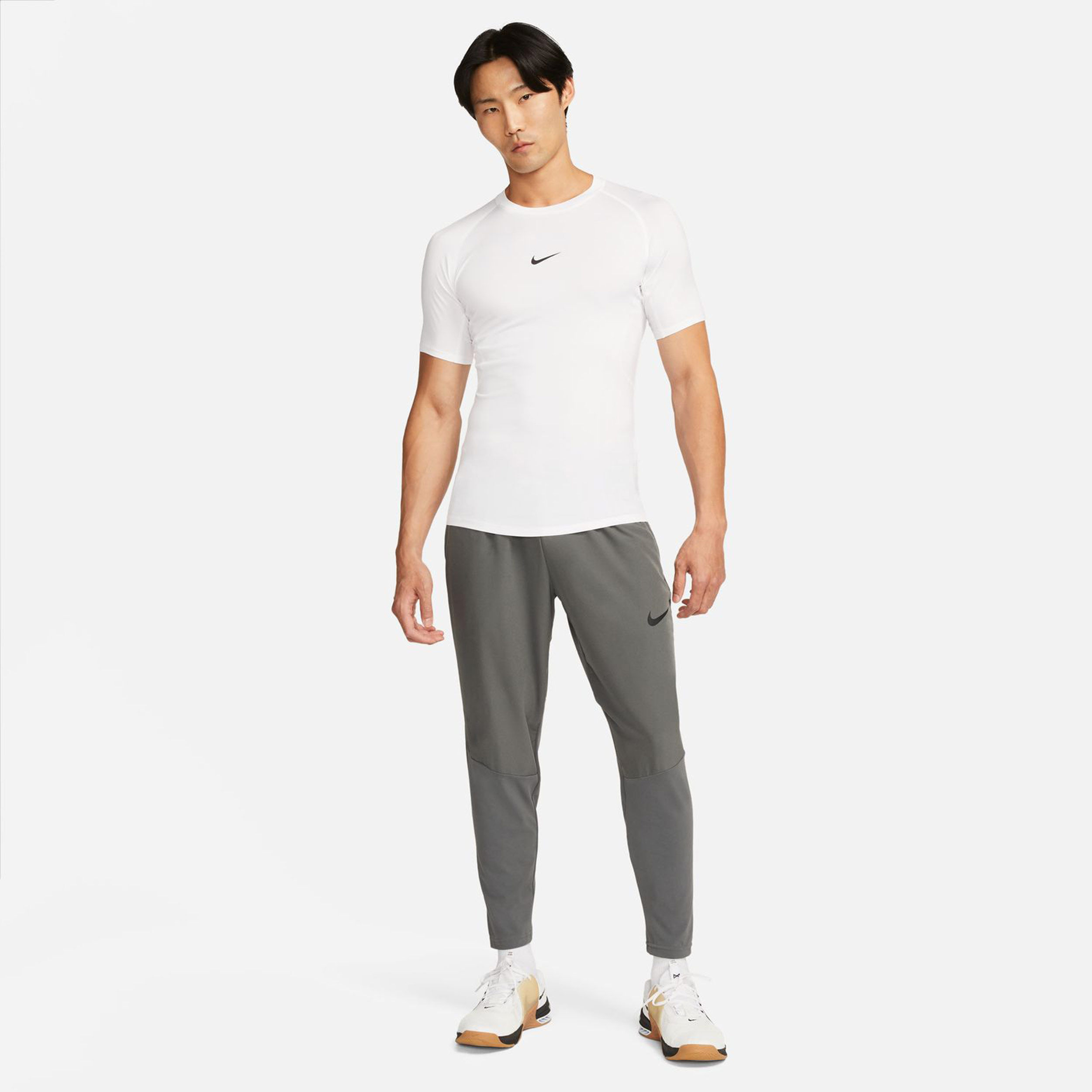 Dri-Fit Pro Tight Fitness T-Shirt Herren - Weiß, Schwarz