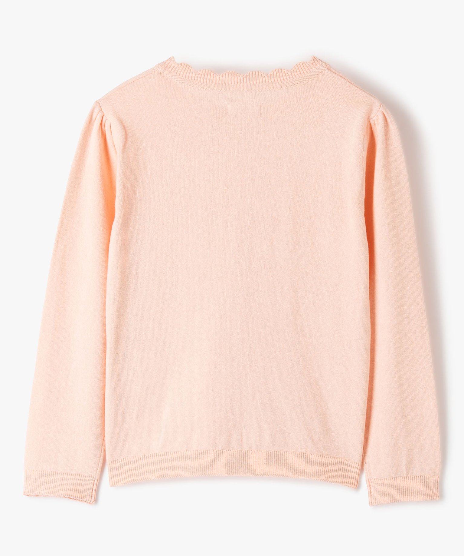 Gilet fille en maille fine à col fantaisie rose | GEMO