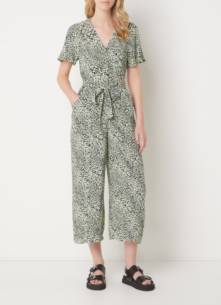Whistles Diagonal loose-fit jumpsuit with leopard print