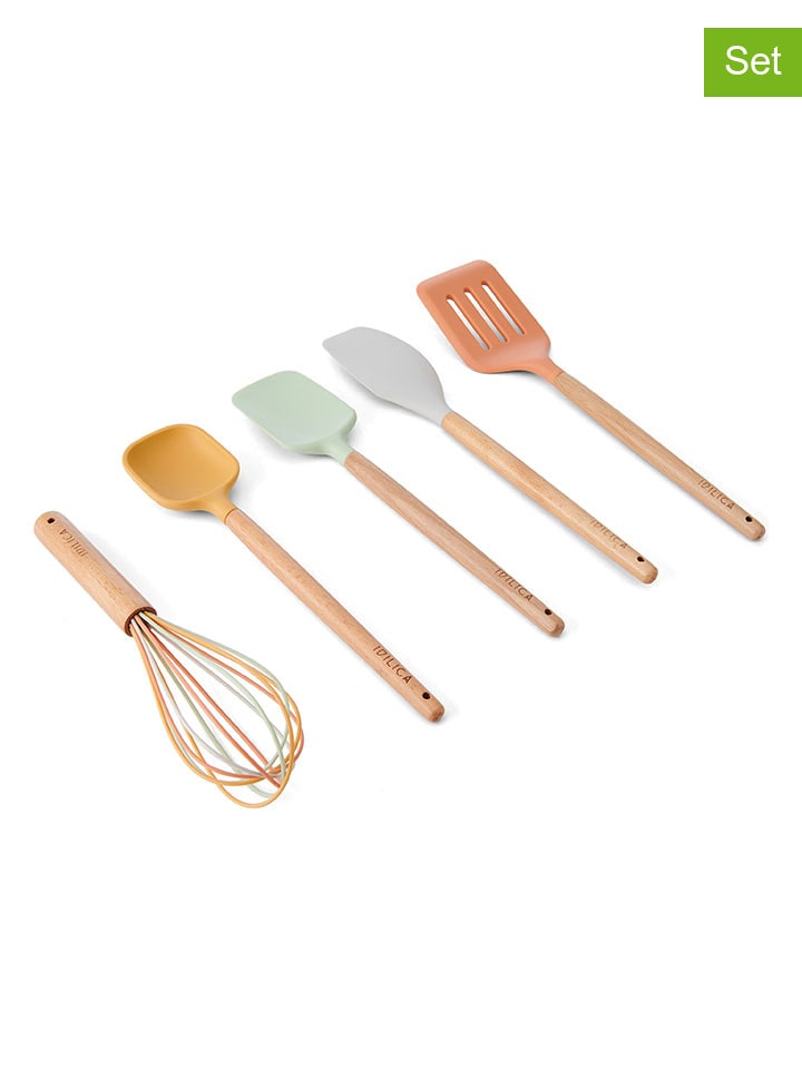 Kitchencraft 5tlg. Set: Küchenhelfer in Mint/ Orange/ Hellgrau günstig kaufen onesize