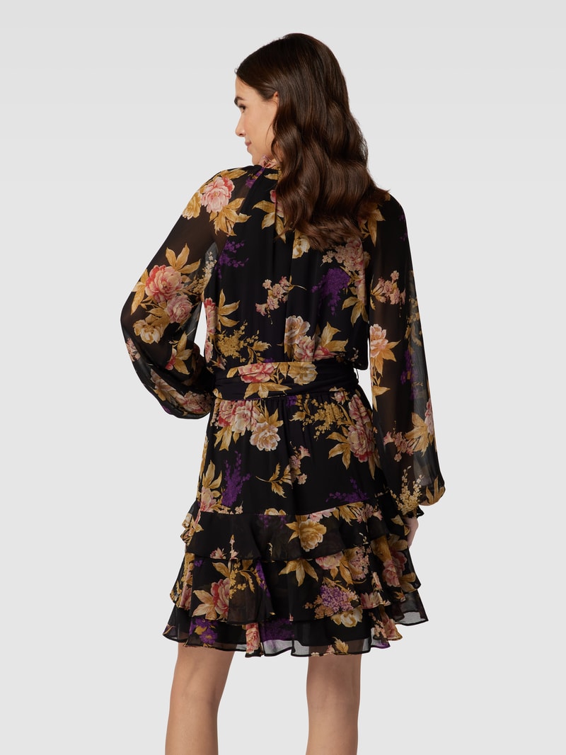 Kleid mit Allover-Muster Modell 'RAVILLA' in schwarz