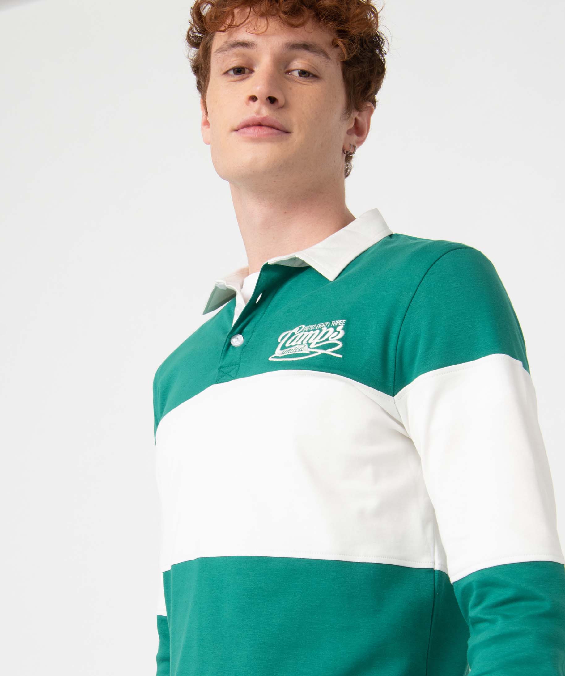 Polo homme à manches longues bicolore - Camps United raye | GEMO