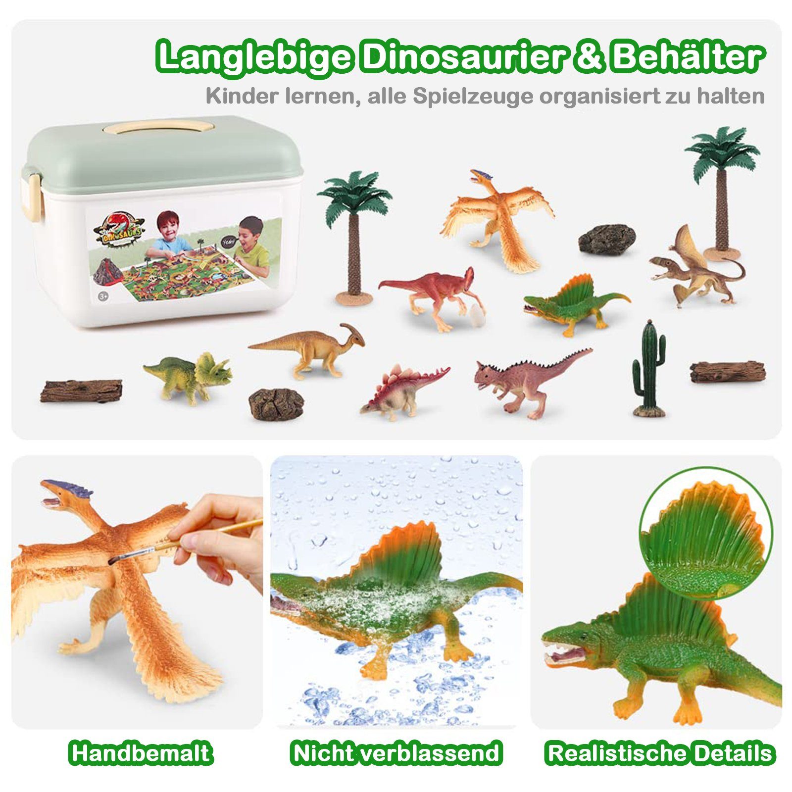Wenta Spielfigur Dinosaurier-Vulkan-Spielset für Kinder, (Realistische Dinosaurierfiguren und Lernspielzeug), Ideal für Kinder im Alter von 3-8 Jahren