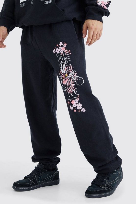 Oversize Jogginghose mit Blossom Dragon Print