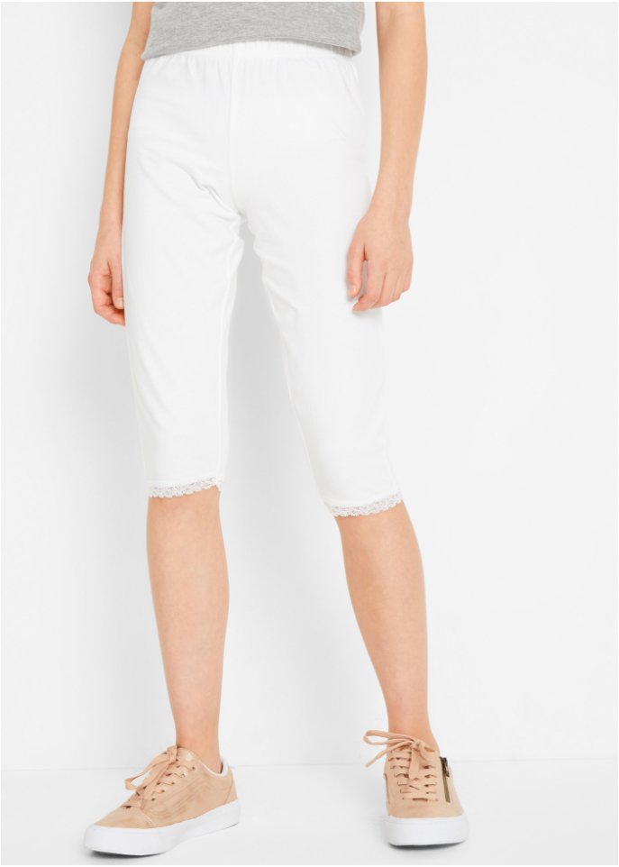 Mädchen Caprileggings mit Spitzensaum (2er Pack)