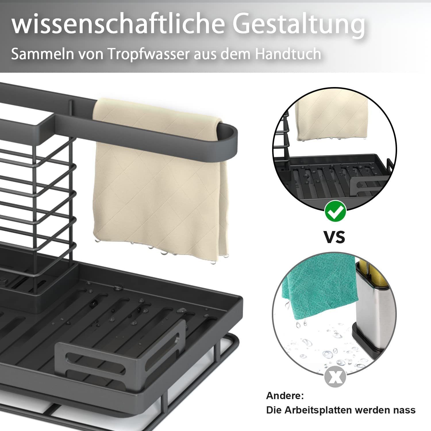 Novzep Gewürzregal Spülbecken Caddy Organizer,Spüle,Lappen Halterung,für Küche Badezimmer