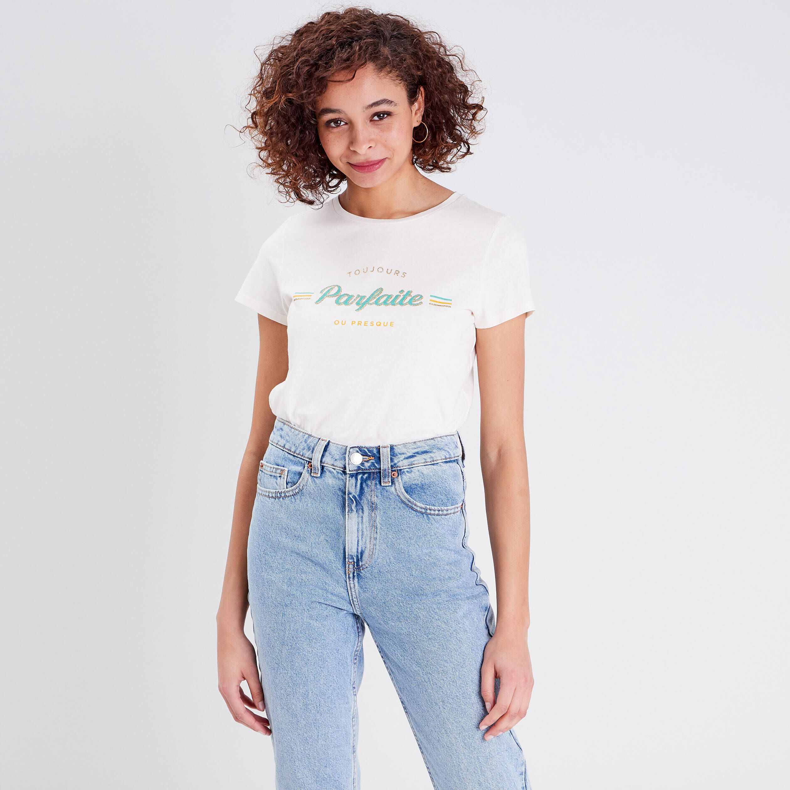 T-shirt manches courtes ecru femme | Cache Cache
