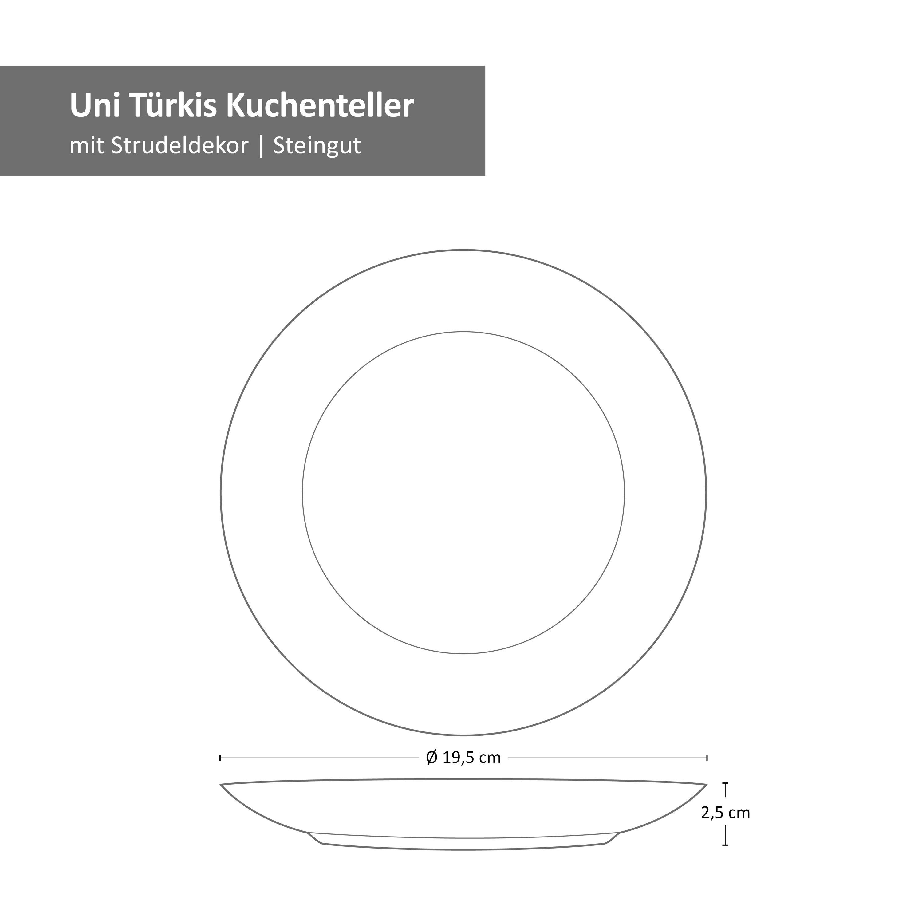 MamboCat Teller-Set 12-tlg. Teller Set Uni Türkis Tafel-Service Gedeck Steingut
