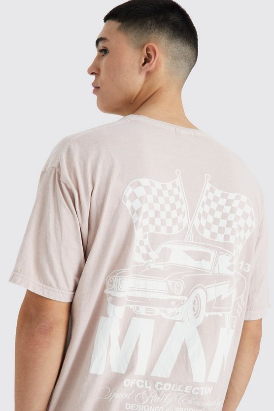 Oversize Man T-Shirt mit Car-Print