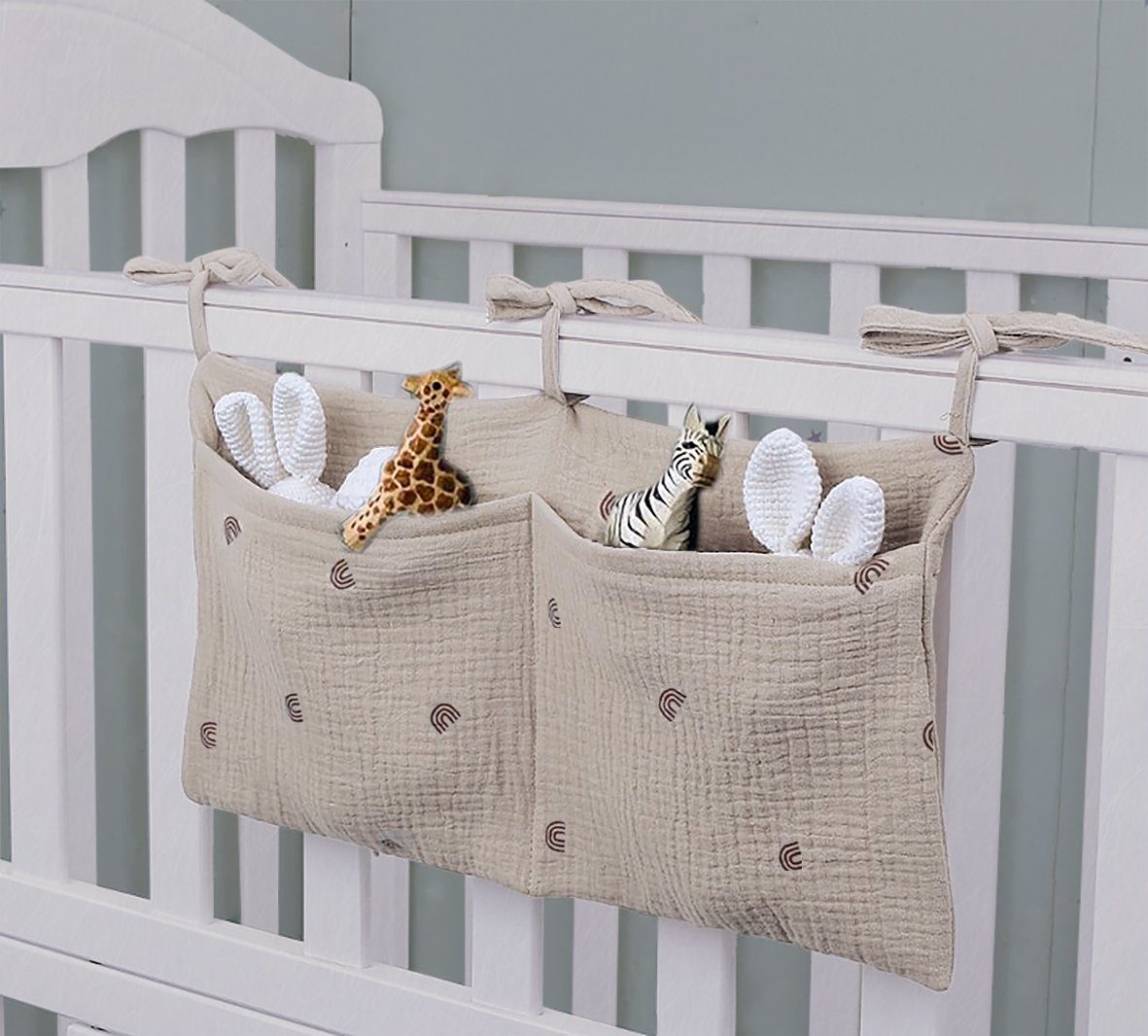 Artee Bettnestchen Babybett Organizer Taschen Aufbewahrung aus Musselin