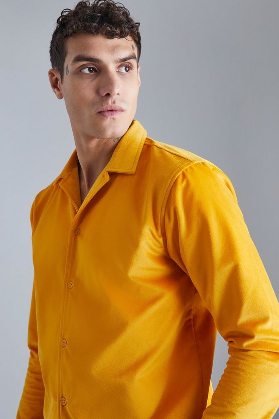 Langärmliges Velour-Hemd