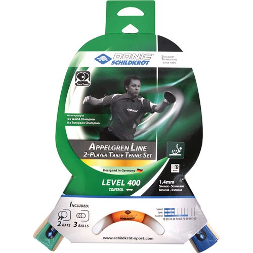 TISCHTENNIS-SET DONIC-SCHILDKRÖT TISCHTENNIS-SET LEVEL 400 FÜR 2 SPIELER (2 SCHLÄGE