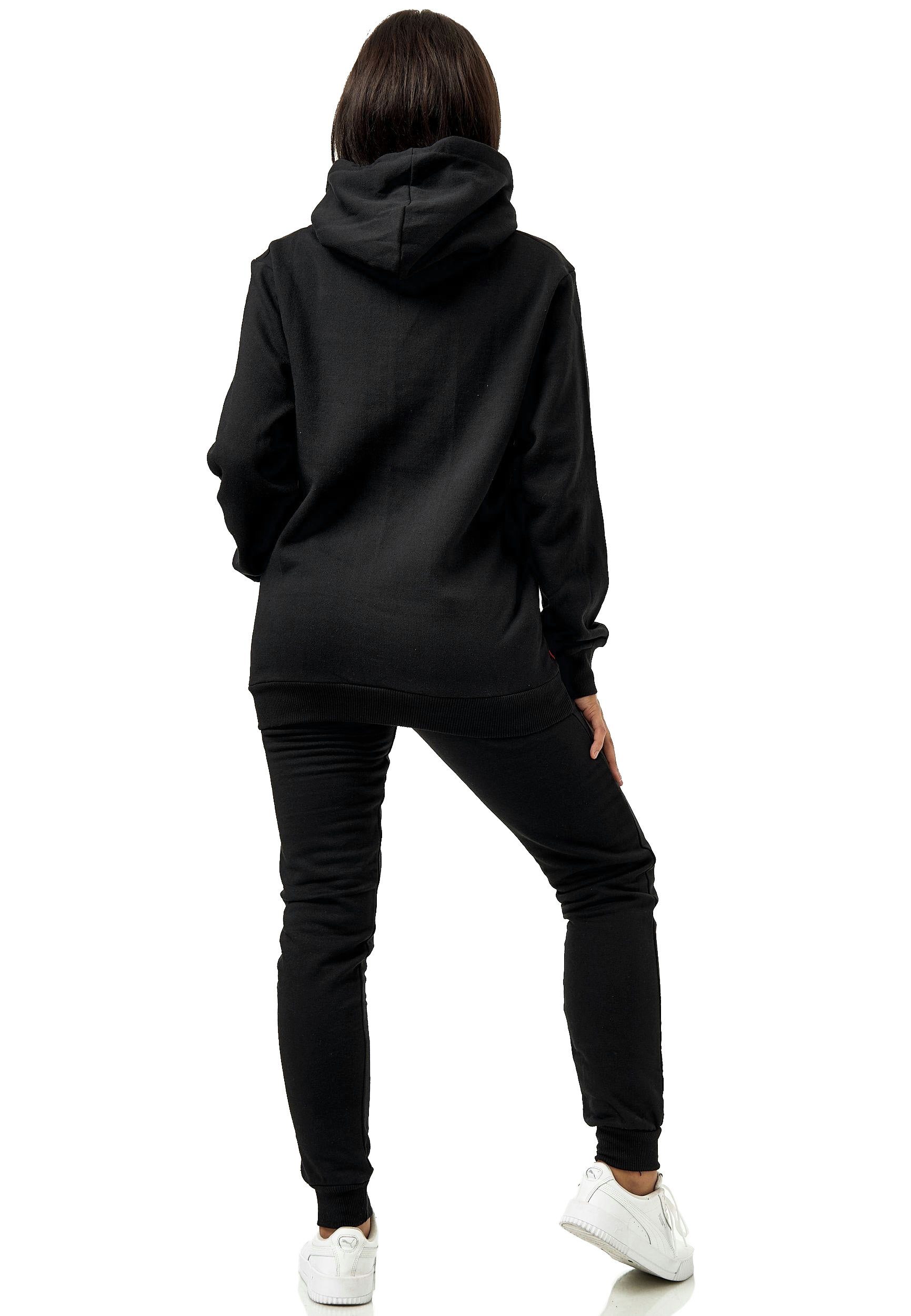 L.gonline Freizeitanzug Damen Jogginganzug, mit Kapuze und Bündchen, Trainingsjacke und (Packung, 2-tlg), Fitness Freizeit Casual