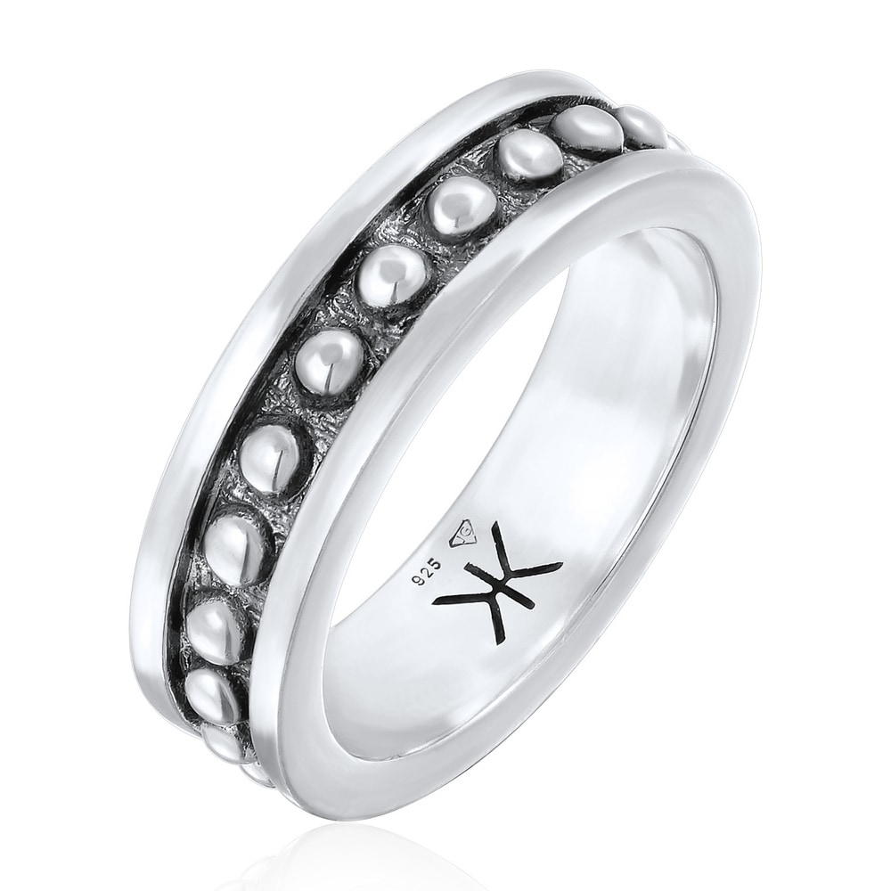 KUZZOI KUZZOI Bague Hommes bande boules tendance en argent sterling 925 Bague