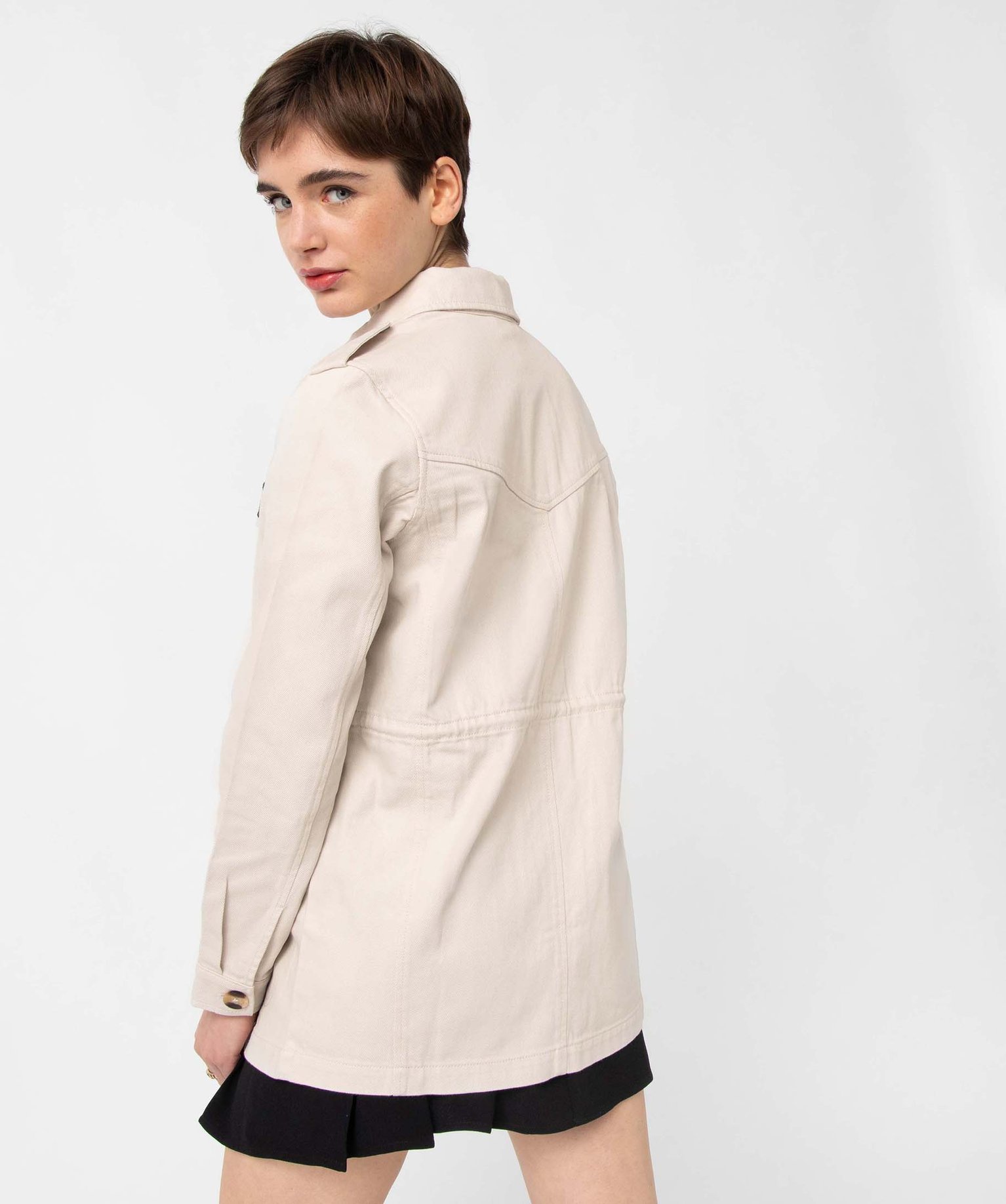 Veste femme saharienne avec broderies sur la poitrine ecru | GEMO