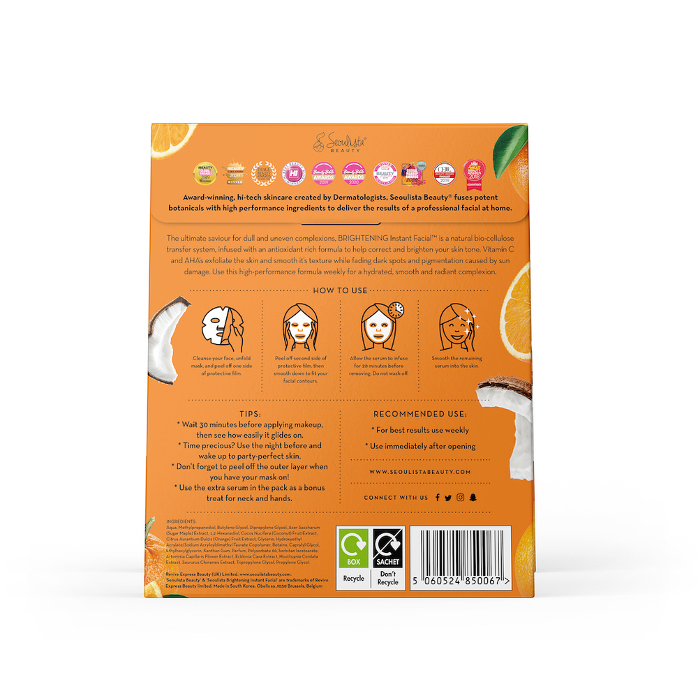 seoulista beauty Seoulista Beauty Brightening Instant Facial - Multi Pack 3's Masque visage