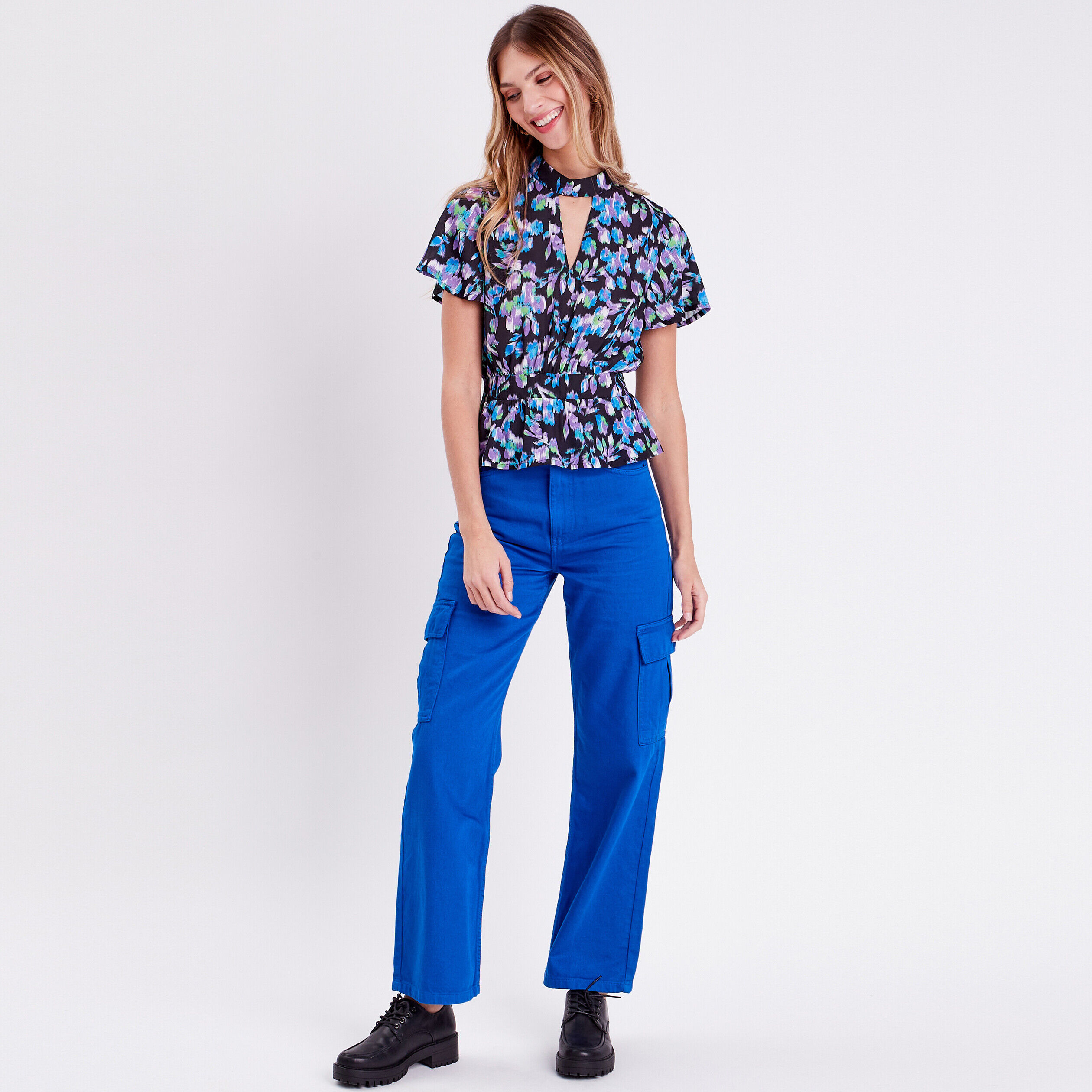 Blouse col montant noir femme | Cache Cache