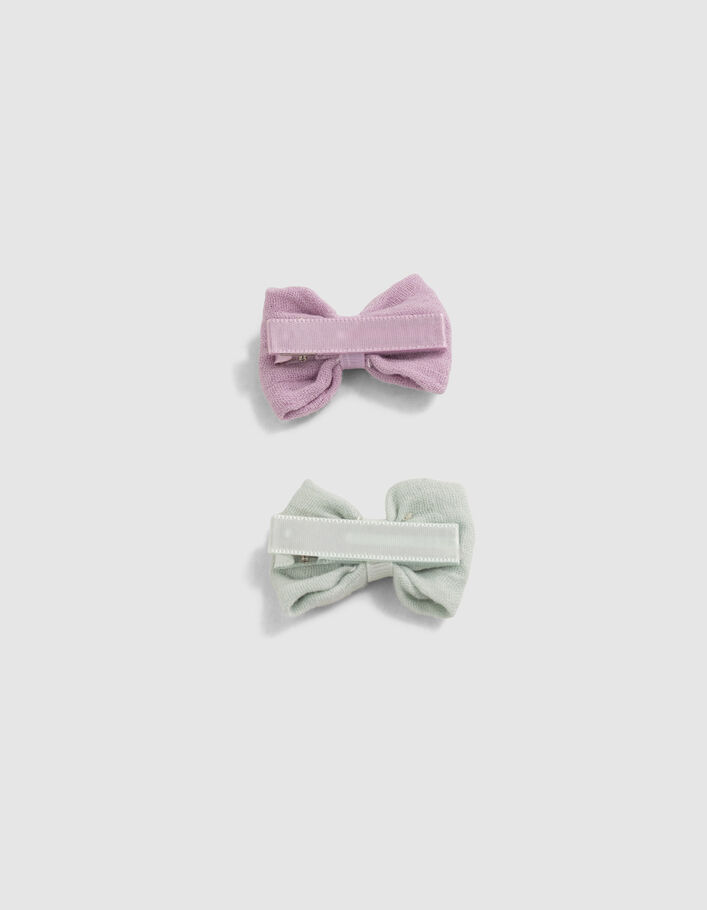 Barrettes-noeuds parme et vert d'eau fille