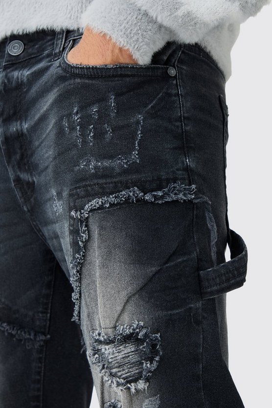 Schwarze Skinny Stretch Jeans mit Rissen
