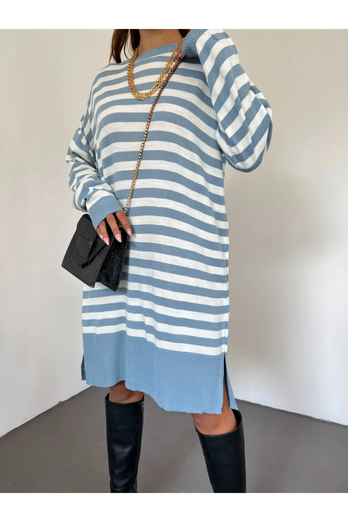 Modamorfo  Rundhals-Hijab-Tunika aus lockerem Strick
