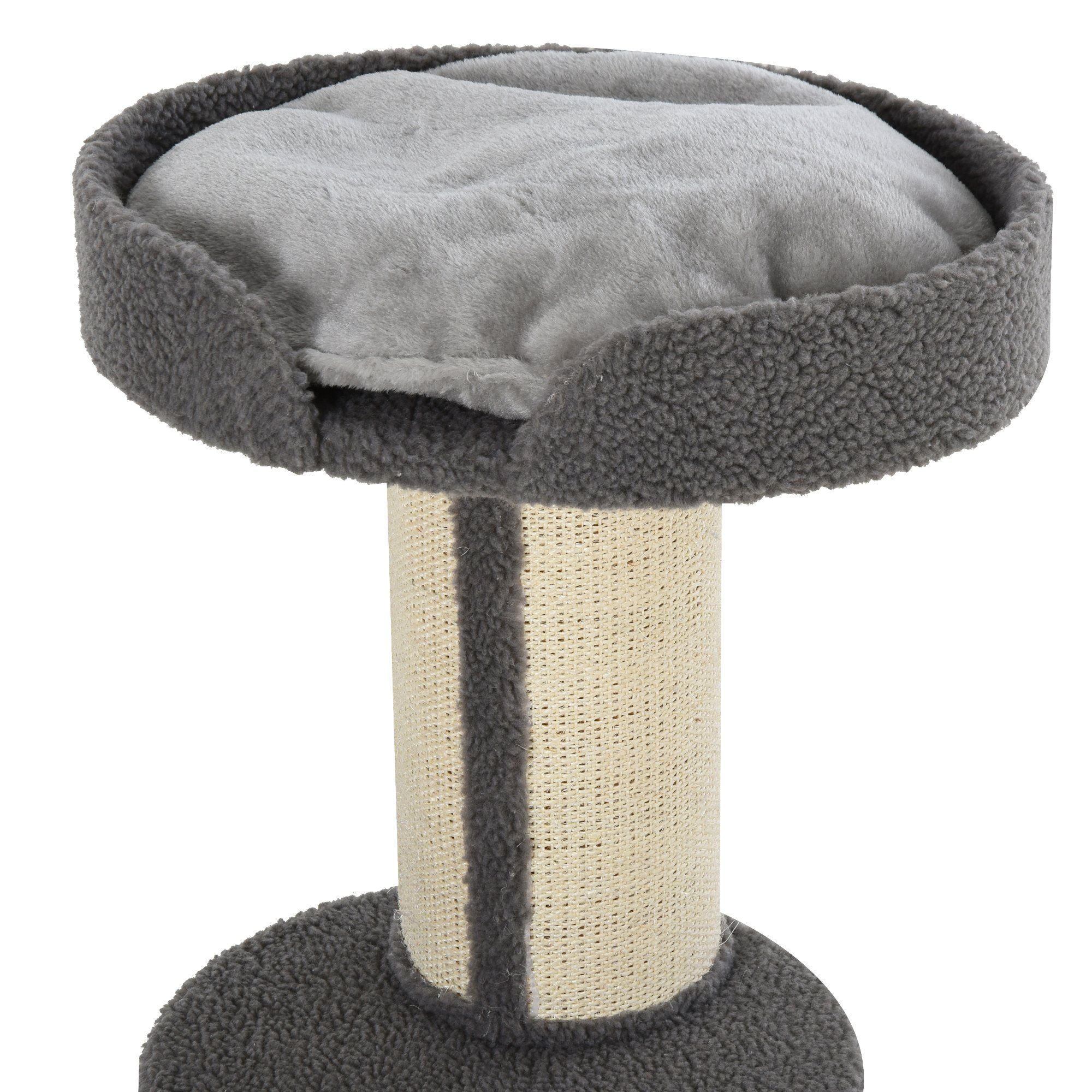 PawHut Kratzbaum Katzenbaum Spielbaum Kratzstamm mit Plattform, Sisal, Plüsch, Grau, 45L x 45B x 91H cm