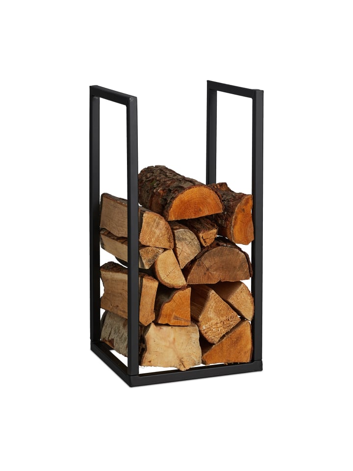 relaxdays Kaminholzregal in Schwarz - (B)30 x (H)60 x (T)30 cm günstig kaufen onesize
