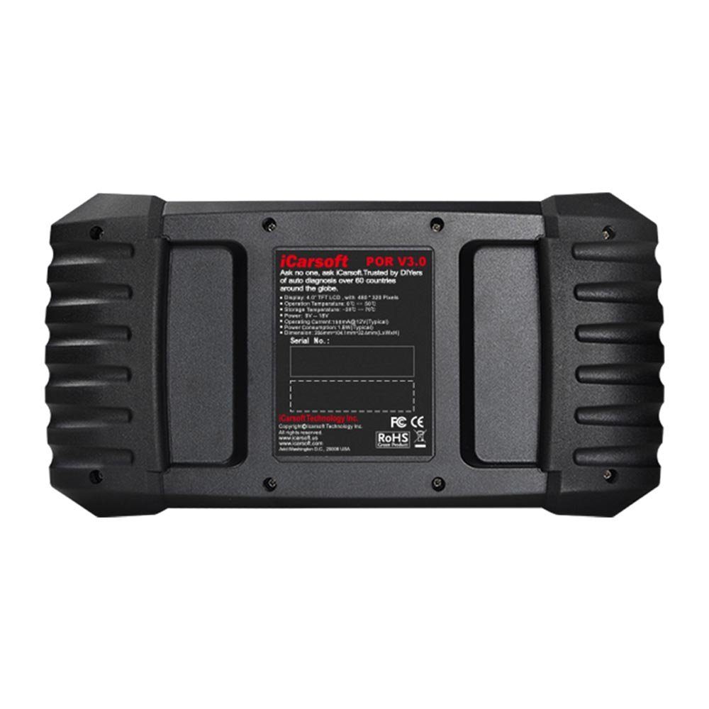iCarsoft OBD2-Diagnosegerät POR V3.0 Universal Diagnosegerät für Porsche / Cayenne Fahrzeuge OBD2, TFT Farbbildschirm mit 10,16 cm (4 Zoll) Diagonale