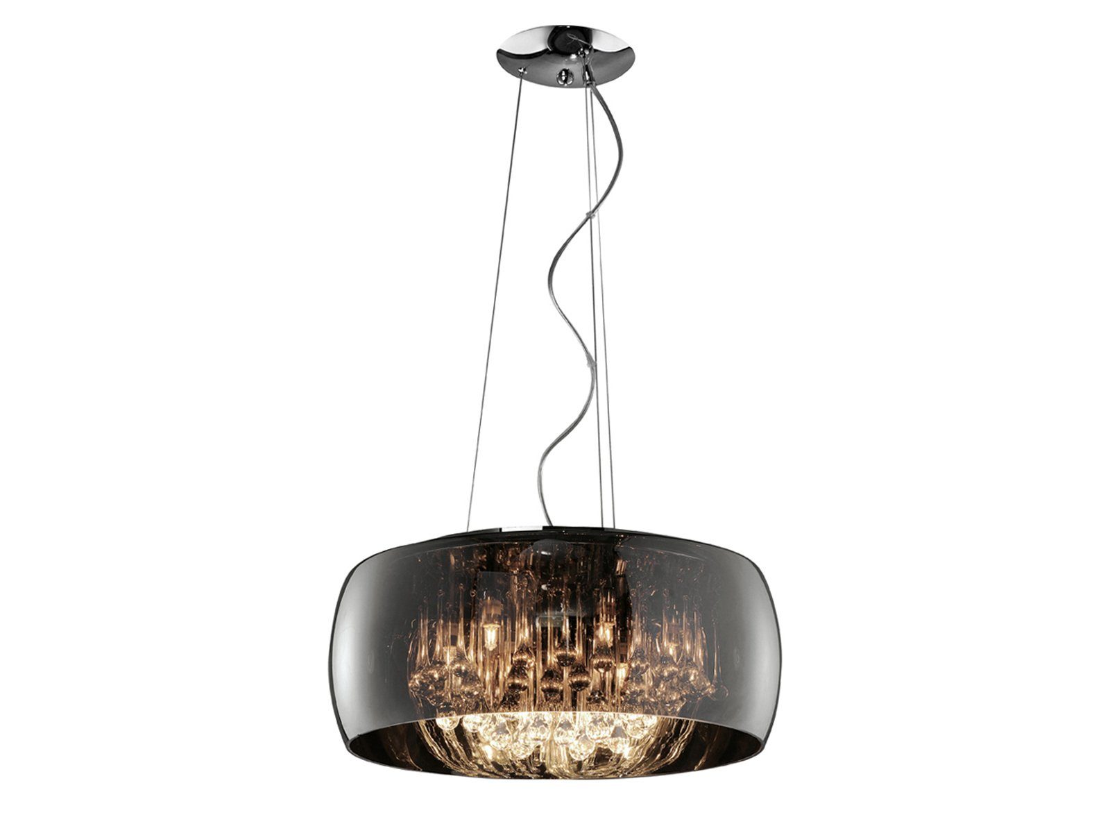 meineWunschleuchte LED Pendelleuchte, LED wechselbar, Warmweiß, Designer-lampen Lampenschirm Rauch-glas Kristall übern Esstisch, Ø50cm