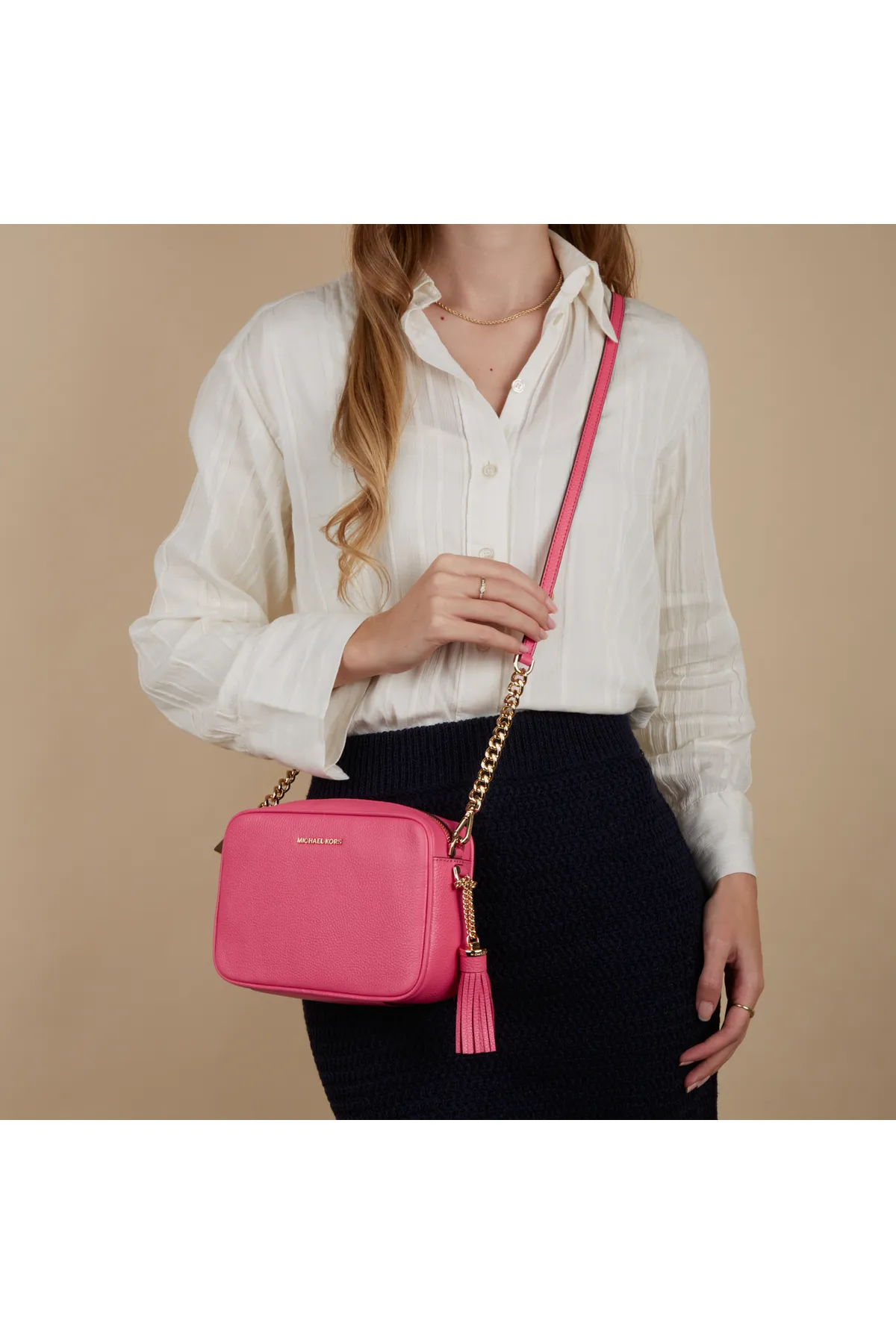 Michael Kors  Michael Kors Jet Set Roze Leren Umhängetasche 32F7GGNM8L-667
