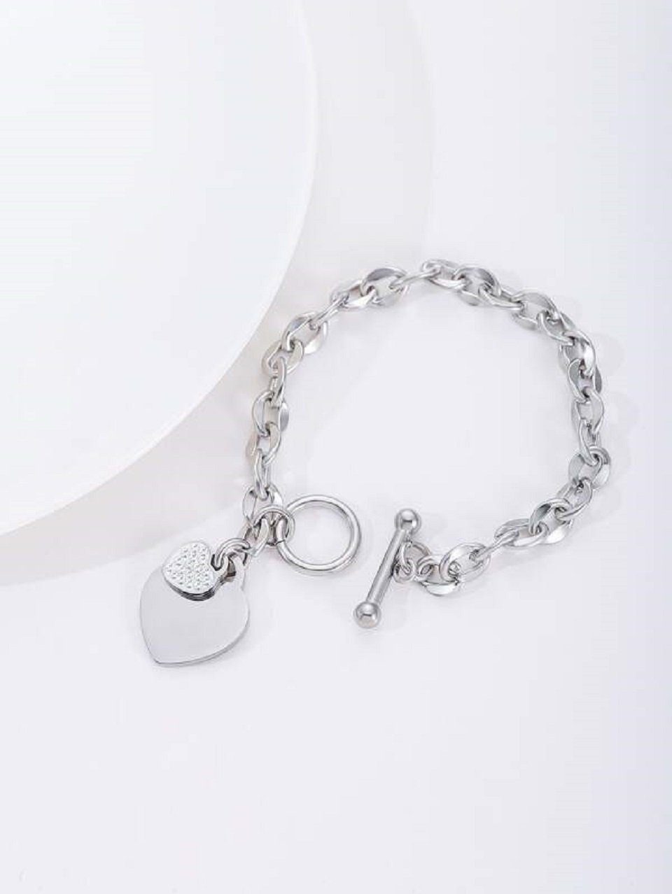 ENGELSINN Armband Herz Charm Armband Edelstahl Schmuck Silber, Mit Anhänger