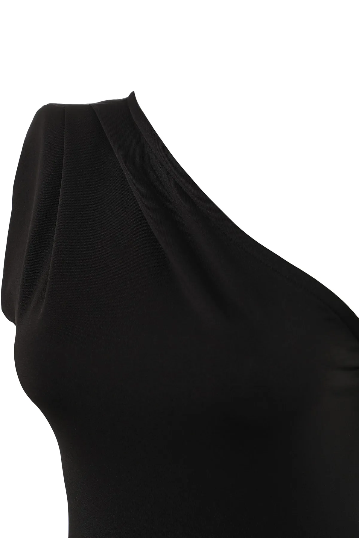 Trendyol Collection  Schwarzer flexibler Strickbody mit asymmetrischem Kragen und Druckknöpfen an der Unterseite TWOSS22BD00014